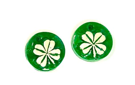 Four Leaf Clover Beads Handmade Polymer Clay Focal Beads Etsy