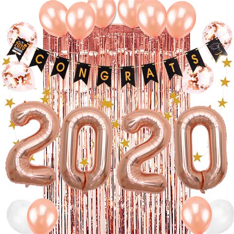 Rose Gold 2020 Graduation Party Decoration Kit For Girls 27 Pcs