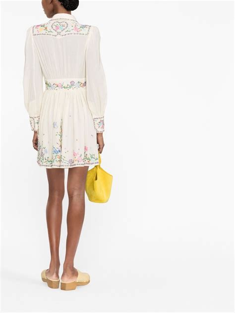 ZIMMERMANN Floral Embroidered Mini Dress Farfetch