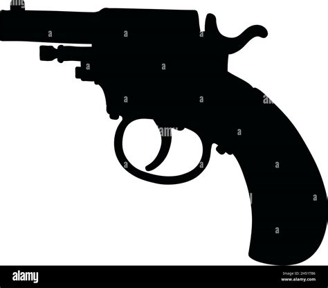 The Black Silhouette Of A Classic Short Revolver Stock Vector Image