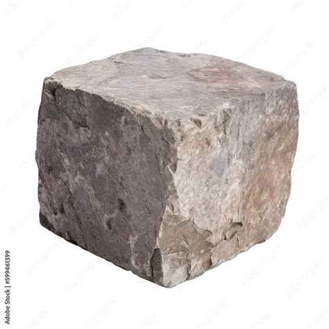 Square Stone Block Isolated On Transparent Background Generative Ai