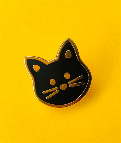 Cat Hard Enamel Pin Badge A Cute Black Cat For All You Cats Etsy Uk