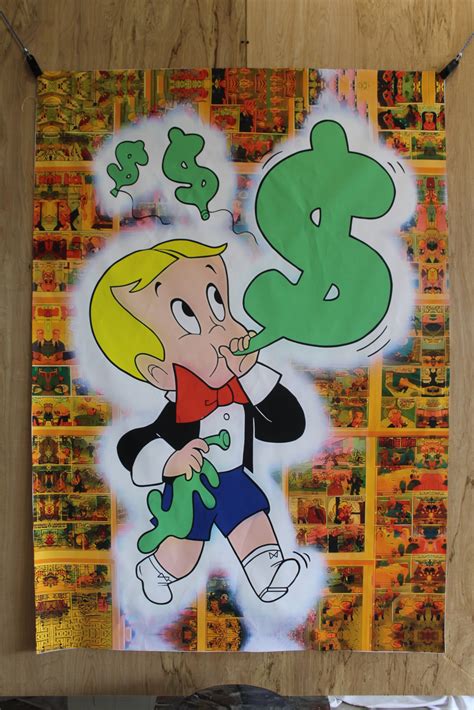 Monopoly Boy Richie Rich Blowing Dollar Signs Unframed Rolled Canvas