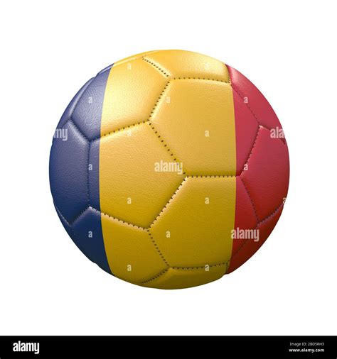 Soccer Ball In Flag Colors Isolated On White Background Romania 3d