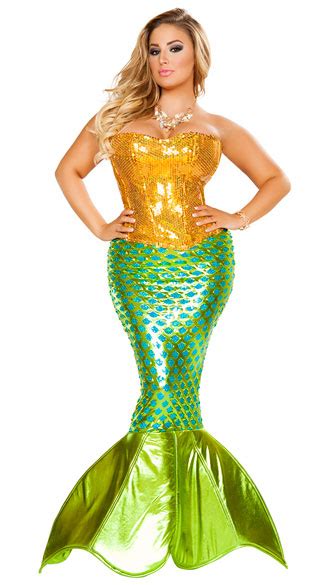 Plus Size Sexy Sea Mermaid Costume Plus Size Sexy Mermaid Costume Plus Size Gold And Green