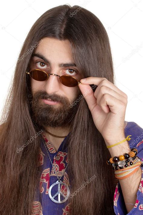 Hombre De Pelo Largo Hippie Con Las Gafas Foto De Stock Mazzzur