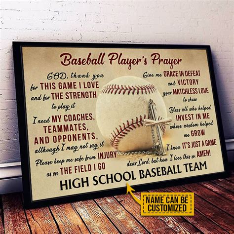 Personalized Baseball Players Prayer Customized Poster Wander Prints™