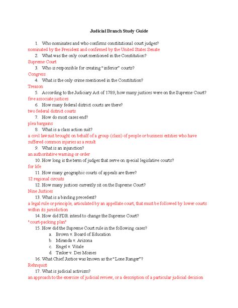 Judicial Branch Study Guide - Judicial Branch Study Guide Who nominates