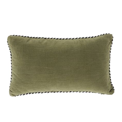 Coussin En Coton Biologique Brod Motif L Opard Vert Kaki Et Jaune Ocre