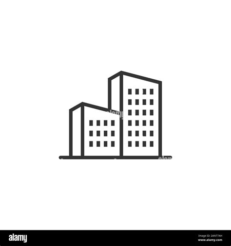 Building Icon In Flat Style Town Skyscraper Apartment Vector