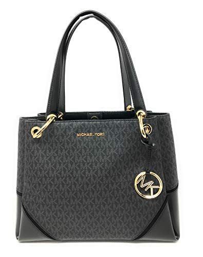 Michael Kors Nicole Large Shoulder Tote Bag Mk Signature In Black Pvc