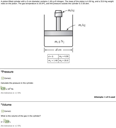 Solved A piston-fitted cylinder with a 5-cm diameter | Chegg.com