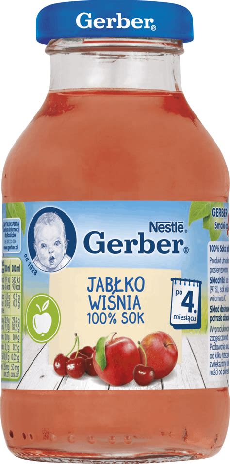 NESTLÉ GERBER sok 100 jabłko wiśnia po 4 m cu 200 ml Drogeria