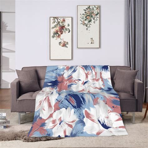 ZNDUO Watercolor Floral Pattern Throw Blanket, Lightweight Cozy Soft Throw Blanket for Couch, 80 ...