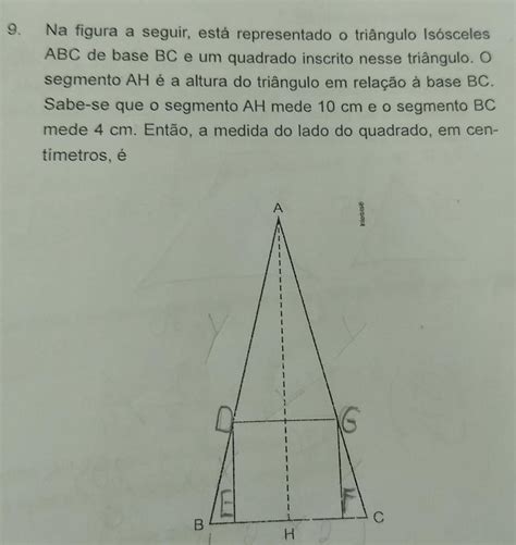 Na Figura A Seguir Est Representado O Tri Ngulo Isosceles Abc De Base