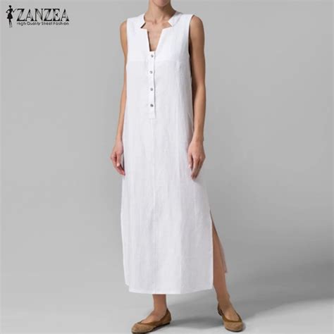 Zanzea Women Dress 2020 Summer Sexy V Neck Sleeveless Maxi Long Dresses