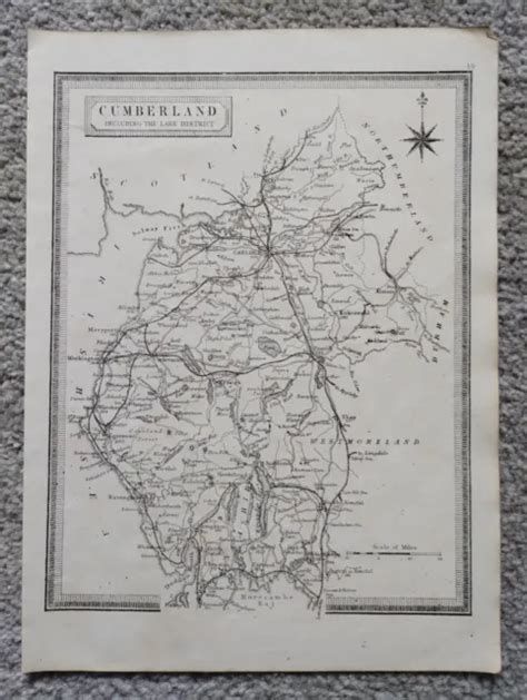 Antique County Map Of Cumberland Lake District John Heywood