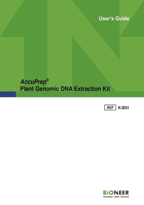 PDF Plant Genomic DNA Extraction Kit Bioneer Co KrV2 AccuPrep