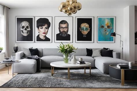 Premium AI Image | Contemporary art gallery wall in a modern living room