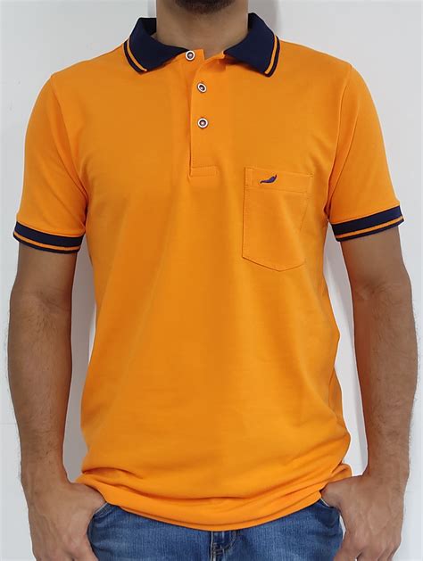 Camisetas Tipo Polo Para Hombre Jalapeño Ref 0014 Naranja