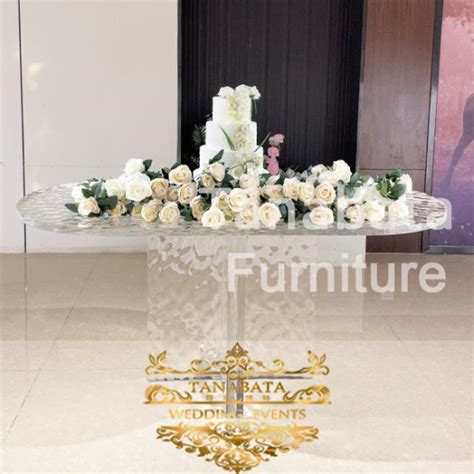 Oval Clear Acrylic Dining Table For Wedding Tanabata