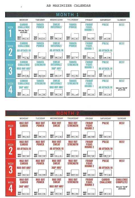 Calendario Insanity Max 30 ⋆ Calendar For Planning