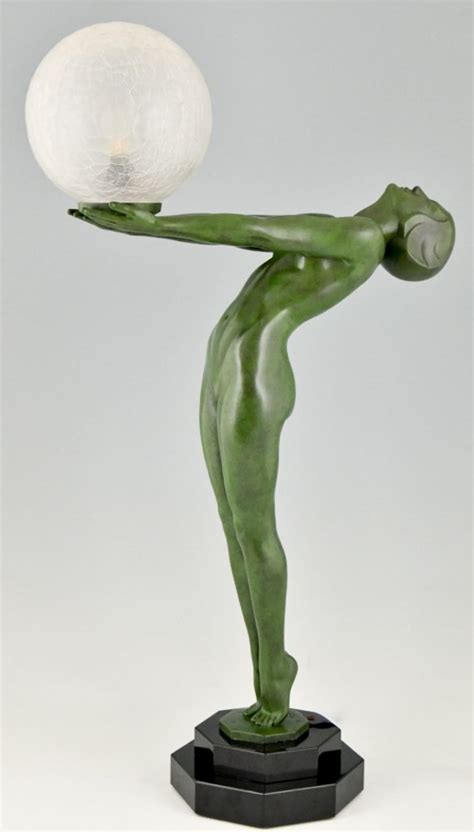 Art Deco Lamp Standing Nude With Globe Clart Original Deconamic