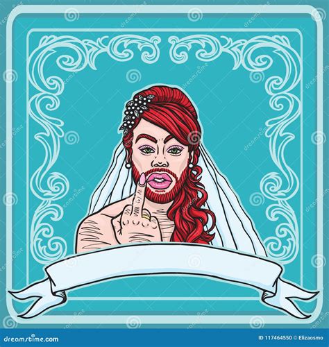 Travestito Gay Dell Inter Apprettatrice Dai Capelli Rossi E Barbuta Che Mostra Dito Medio Con L