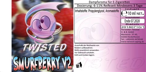 Twisted Aroma Smurfberry V2 10ml Twisted Aromen Aromen Niko Liquids