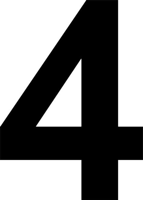 Number 4 black and white PNG Image