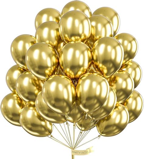 PartyWoo 100 Pcs 12 Inch Metallic Gold Balloons Ideal For Birthday