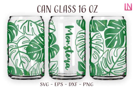 Monstera With Name Space 16 Oz Can Glass Graphic By Lookhnam · Creative