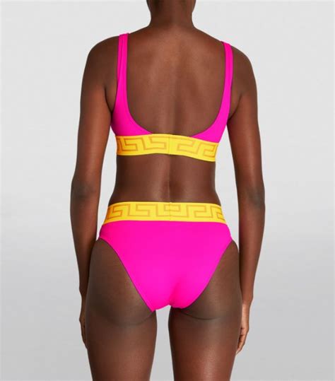 Womens Versace Pink Greca Border Triangle Bikini Top Harrods Us