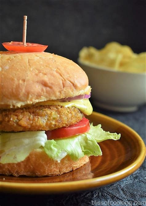 Double Cheese Veggie Burger - Bliss Of Cooking