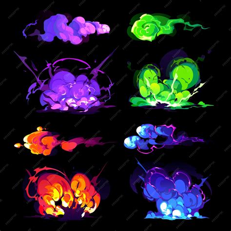 Premium Vector | Bomb explosion fire set Boom clouds and smoke elements