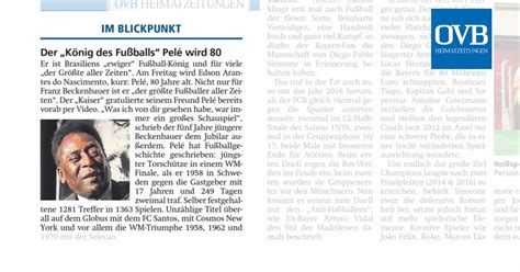 Der König des Fußballs Pelé wird 80 OVB Heimatzeitungen