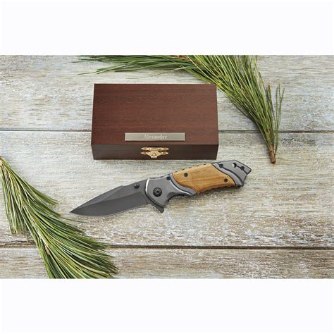 Woodtone Pocket Knife In Personalized T Box Ashro