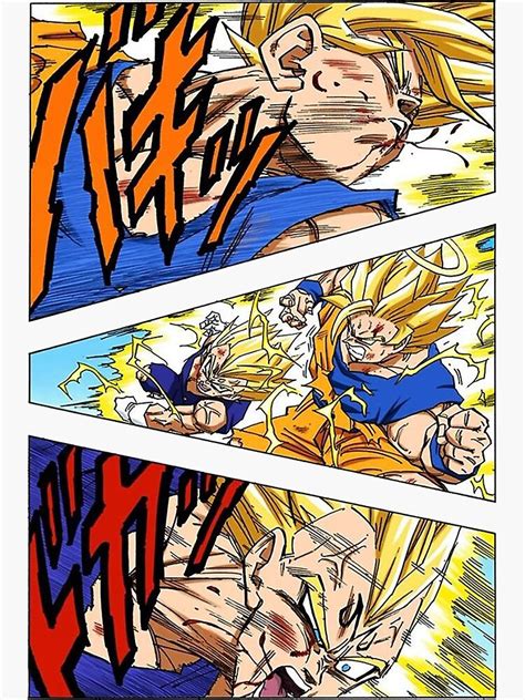 Ssj2 Goku Vs Majin Vegeta Manga Page Sticker For Sale By Urameshimidk