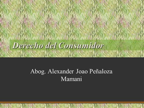 Derecho Del Consumidor Abog Alexander Joao Peñaloza Mamani Ppt