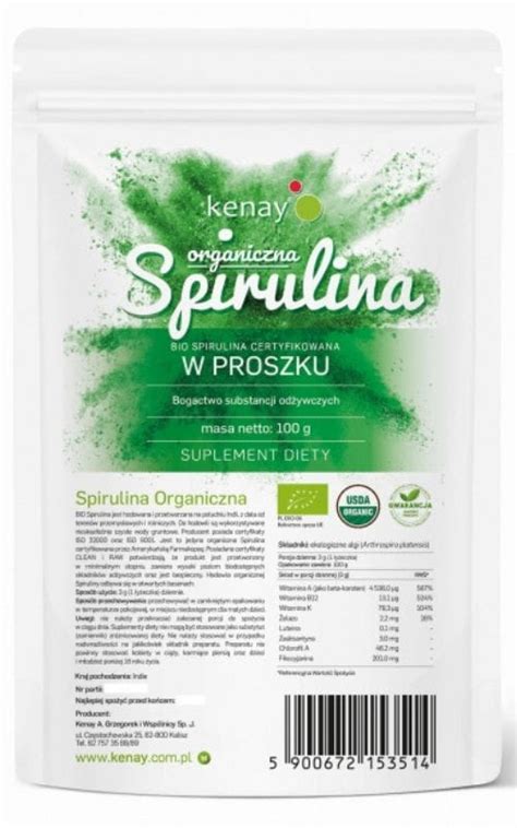 Spirulina Organiczna W Proszku G Kenay Sk Ad Cena Opinie