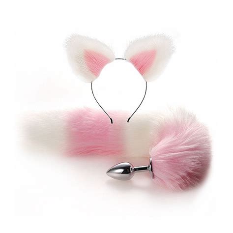 Kit Fantasia Bdsm Raposa Plug Anal Cauda Rosa Branco Shopee Brasil