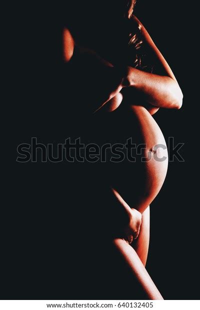 Naked Pregnant Woman Covering Her Breast Stock Photo Shutterstock