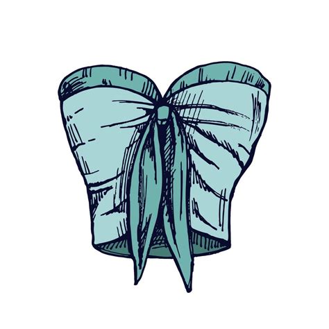 mano dibujado de colores bosquejo de sin tirantes bikini parte superior con arco en Clásico