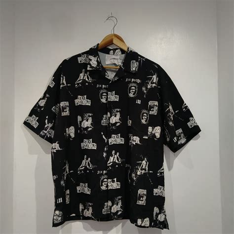 Kreate Official Sex Pistol AOP Hawaiian Cuban Collared Shirt Men S Fashion Tops Sets