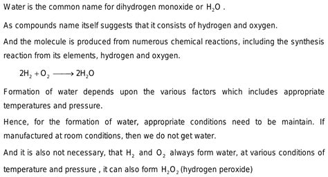 Why The Hydrogen And Oxygen Gas Mixed To Forms Water And Other Gas Not