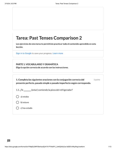 SOLUTION Tarea Past Tenses Comparison 2 Studypool