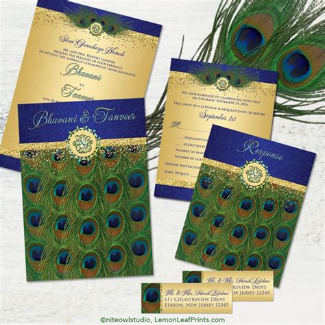 Peacock Wedding Invitation Sets Party Simplicity Feather Wedding