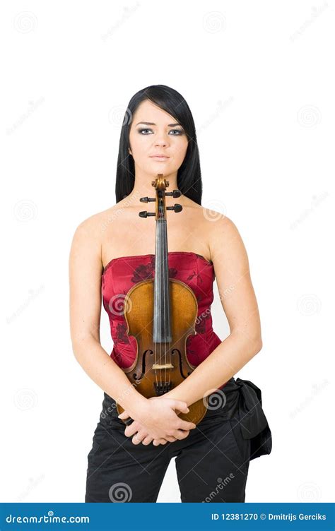 Glamour Portrait Of Sexy Woman Playing Violin Stock Photo Image