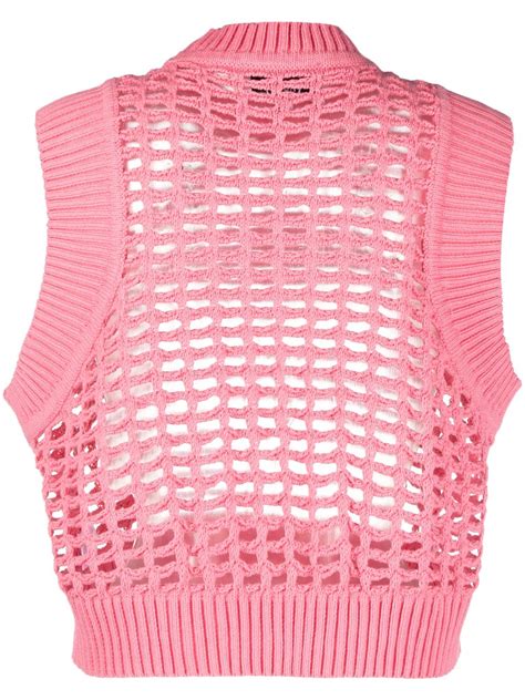 Nude Crew Neck Mesh Knitted Top Farfetch