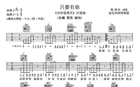 只要有你吉他谱 那英孙楠 G调吉他弹唱谱 琴谱网